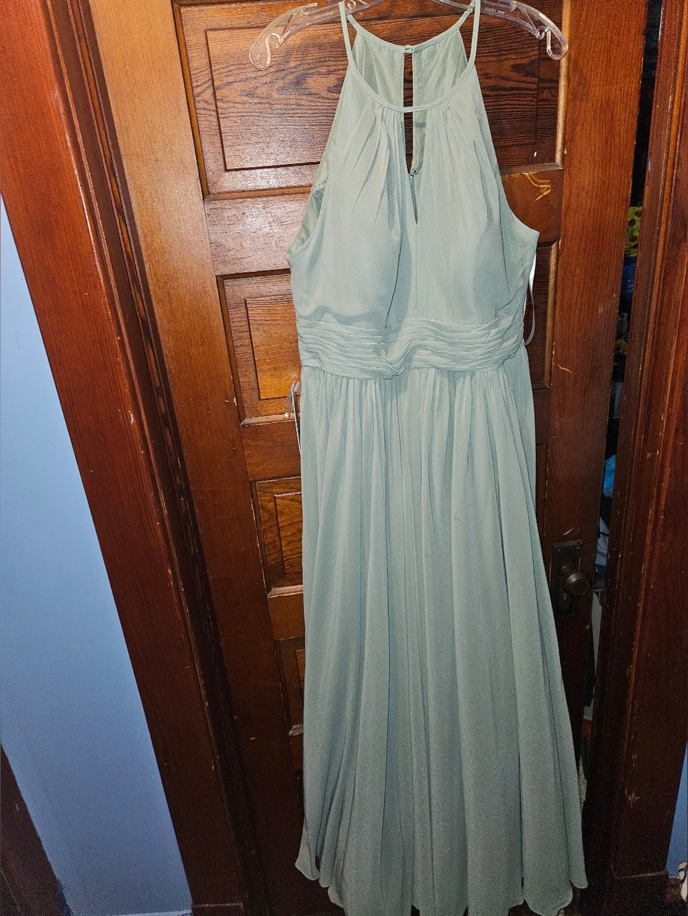 NWT Azazie Cherish Halter Maxi Dress In Matcha